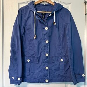 Gap Utility Trench Nautical Rain Jacket Blue with Hood Women’s Medium
